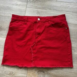 Dollhouse Denim Mini Skirt Size 13 Distressed Red‎ Wash Y2K